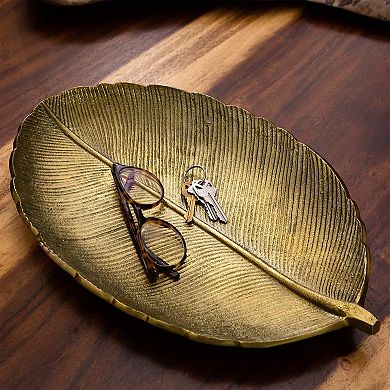 nearly natural Oval Gold Finish Leaf Decorative Tray