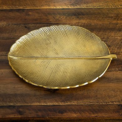 nearly natural Oval Gold Finish Leaf Decorative Tray