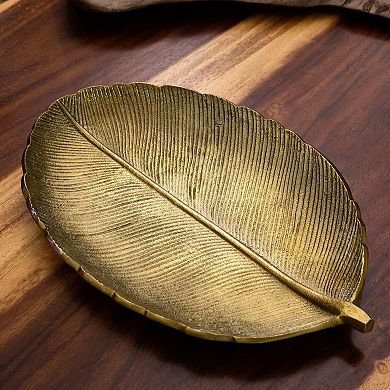 nearly natural Oval Gold Finish Leaf Decorative Tray
