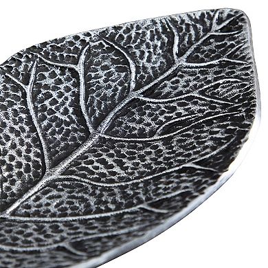 nearly natural Antiqued Gray Leaf Decorative Tray