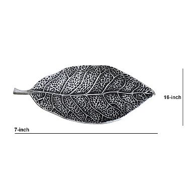 nearly natural Antiqued Gray Leaf Decorative Tray