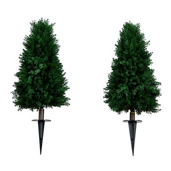 nearly natural 2.5-ft. Artificial Cedar Plant with Integrated Ground Stake 2 pc Set