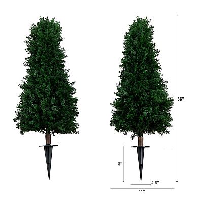 nearly natural 3-ft. Artificial Cedar Plants with Integrated Ground Stake 2-piece Set