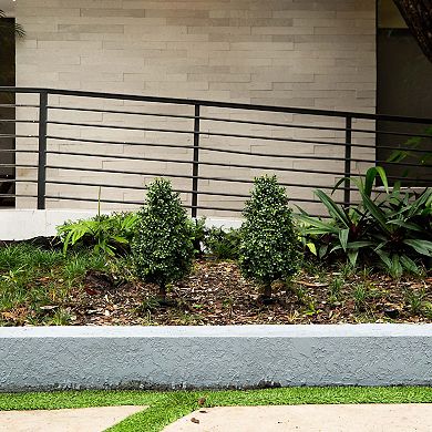 nearly natural 2.5-ft. Artificial Boxwood Plants with Integrated Ground Stake 2-piece Set