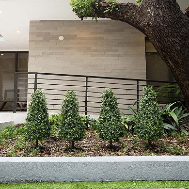 nearly natural 3-ft. Artificial Boxwood Plants with Integrated Ground Stake 2-piece Set