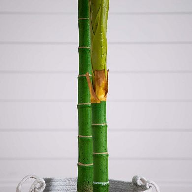 nearly natural 8-ft. Golden Cane Artificial Palm Tree in Cotton Planter Floor Decor