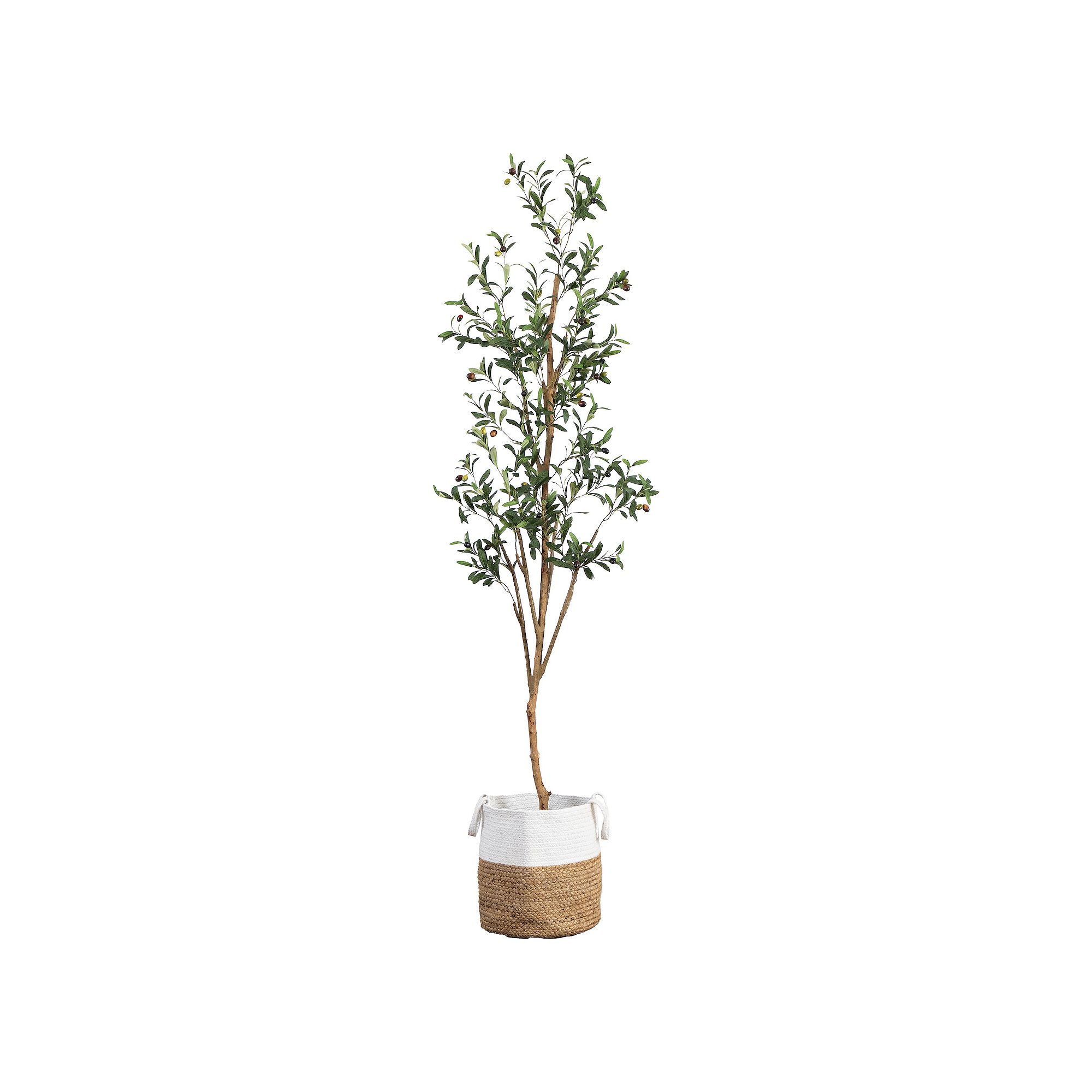 nearly natural 7-ft. Artificial Olive Tree Floor Decor, Green