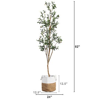 nearly natural 7-ft. Artificial Olive Tree Floor Decor