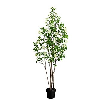 nearly natural 6-ft. Artificial Dogwood Tree Floor Decor