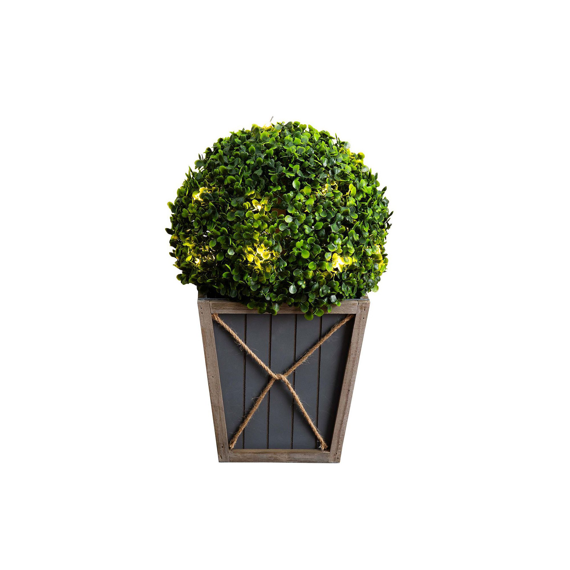 nearly natural LED Lighted Artificial Boxwood Ball Topiary Planter Floor De
