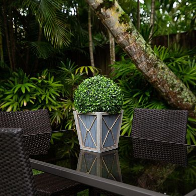 nearly natural LED Lighted Artificial Boxwood Ball Topiary Planter Floor Decor