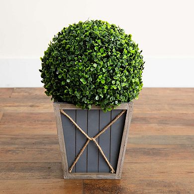 nearly natural LED Lighted Artificial Boxwood Ball Topiary Planter Floor Decor
