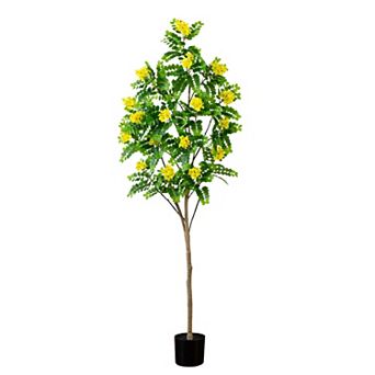 nearly natural 6-ft. Artificial Flowering Citrus Tree Floor Decor