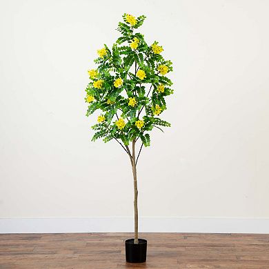 nearly natural 6-ft. Artificial Flowering Citrus Tree Floor Decor