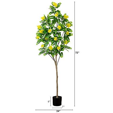 nearly natural 6-ft. Artificial Flowering Citrus Tree Floor Decor