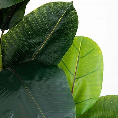 nearly natural 6-ft. Artificial Rubber Tree in Decorative Planter with Real Touch Leaves Floor Decor