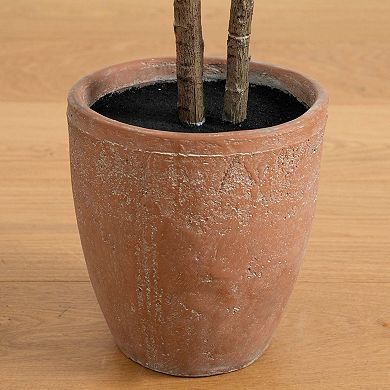 nearly natural 6-ft. Artificial Rubber Tree in Decorative Planter with Real Touch Leaves Floor Decor