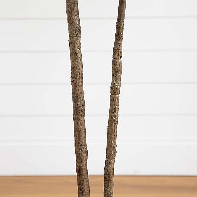 nearly natural 6-ft. Artificial Rubber Tree in Decorative Planter with Real Touch Leaves Floor Decor