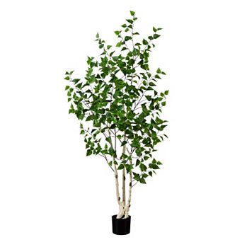 nearly natural 6-ft. Artificial Birch Tree with Real Touch Leaves Floor Decor
