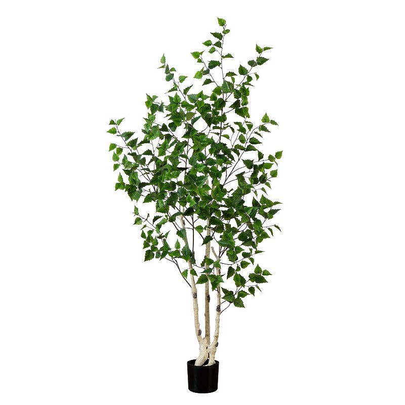 nearly natural 6-ft. Artificial Birch Tree with Real Touch Leaves Floor Decor, Green