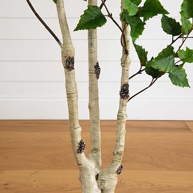 nearly natural 6-ft. Artificial Birch Tree with Real Touch Leaves Floor Decor