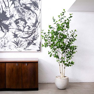 nearly natural 6-ft. Artificial Birch Tree with Real Touch Leaves Floor Decor