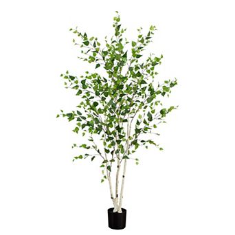 nearly natural 7-ft. Artificial Birch Tree with Real Touch Leaves Floor Decor