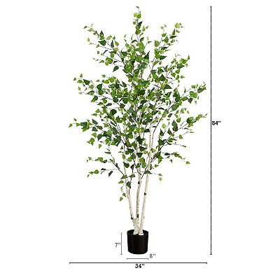 nearly natural 7-ft. Artificial Birch Tree with Real Touch Leaves Floor Decor