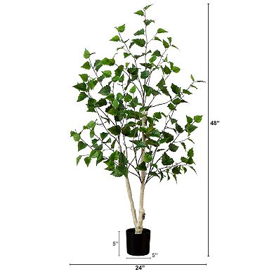 nearly natural 4-ft. Artificial Birch Tree Floor Decor