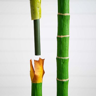 nearly natural 9-ft. Artificial Double Golden Cane Palm Tree Floor Decor