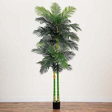 nearly natural 9-ft. Artificial Double Golden Cane Palm Tree Floor Decor