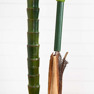 nearly natural 8-ft. Indoor / Outdoor UV Resistant Artificial Double Robellini Palm Tree Floor Decor