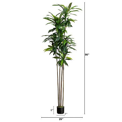 nearly natural 8-ft. Artificial Dracaena Tree with Real Touch Leaves Floor Decor