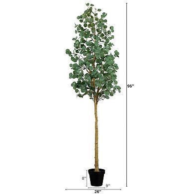 nearly natural 8-ft. Artificial Eucalyptus Tree Floor Decor