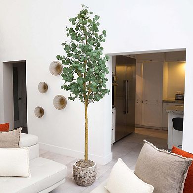 nearly natural 8-ft. Artificial Eucalyptus Tree Floor Decor