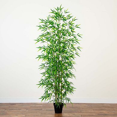 nearly natural 8-ft. Artificial Green Bamboo Tree Floor Decor