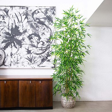 nearly natural 8-ft. Artificial Green Bamboo Tree Floor Decor