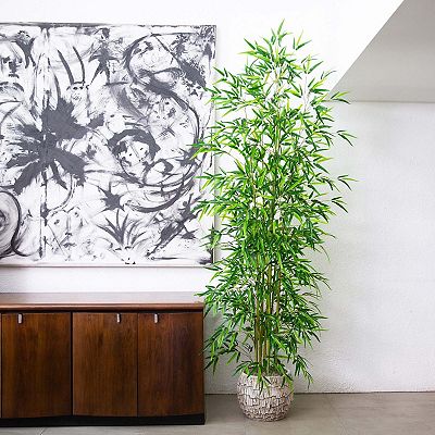Nearly Natural 8-ft Artificial Green Bamboo Tree