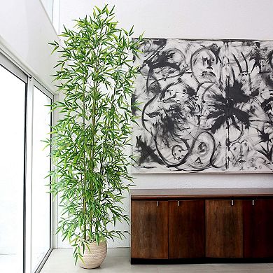 nearly natural 9-ft. Artificial Green Bamboo Tree Floor Decor
