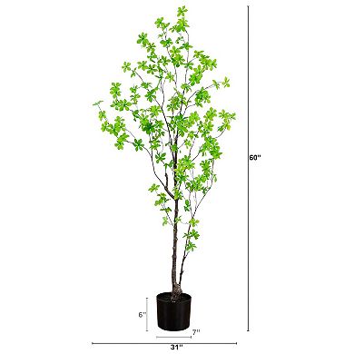 nearly natural 5-ft. Artificial Minimalist Enkianthus Tree Floor Decor