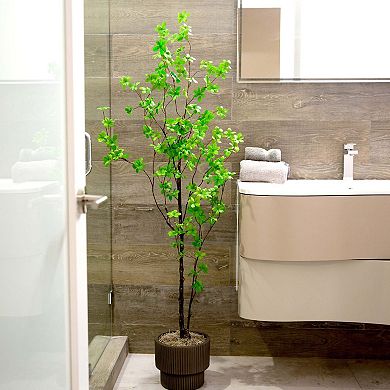 nearly natural 5-ft. Artificial Minimalist Enkianthus Tree Floor Decor