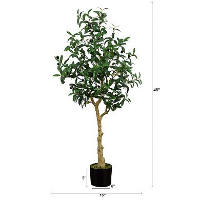 nearly natural 4-ft. Artificial Olive Tree Floor Decor
