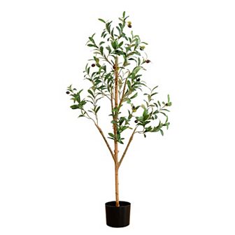 nearly natural 4-ft. Artificial Olive Tree with Natural Trunk Floor Decor