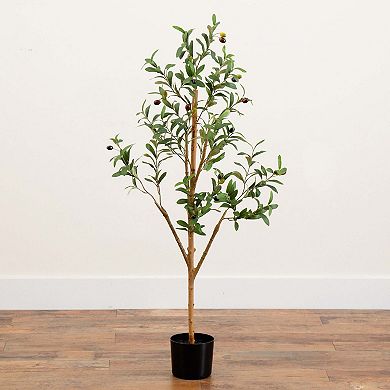 nearly natural 4-ft. Artificial Olive Tree with Natural Trunk Floor Decor