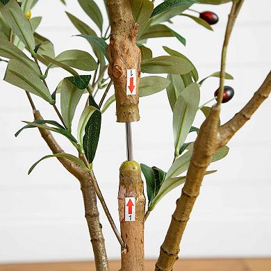 nearly natural 4-ft. Artificial Olive Tree with Natural Trunk Floor Decor