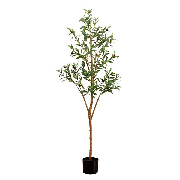 nearly natural 5-ft. Artificial Olive Tree with Natural Trunk Floor Decor