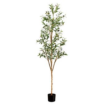 nearly natural 6-ft. Artificial Olive Tree with Natural Trunk Floor Decor