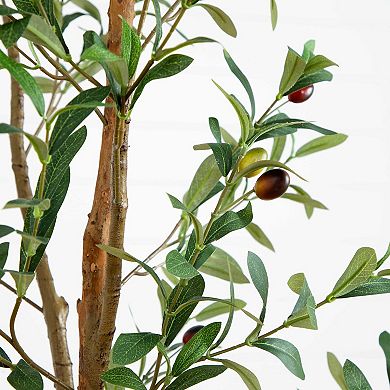 nearly natural 6-ft. Artificial Olive Tree with Natural Trunk Floor Decor