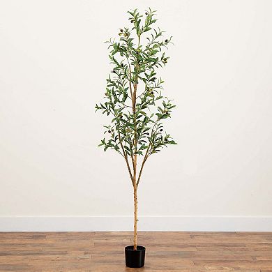 nearly natural 6-ft. Artificial Olive Tree with Natural Trunk Floor Decor