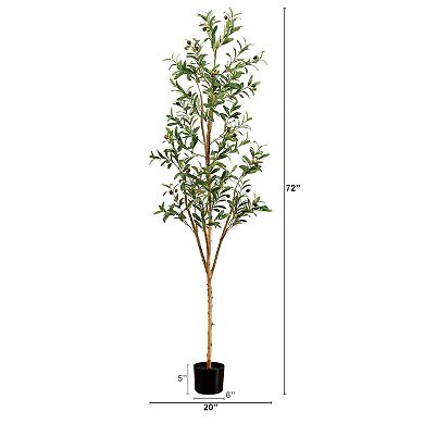 nearly natural 6-ft. Artificial Olive Tree with Natural Trunk Floor Decor